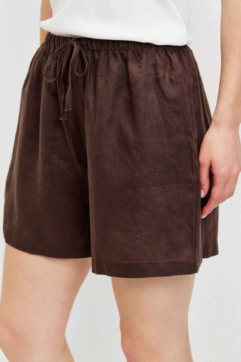 שורטס פשתן סיישל חום קוקוס