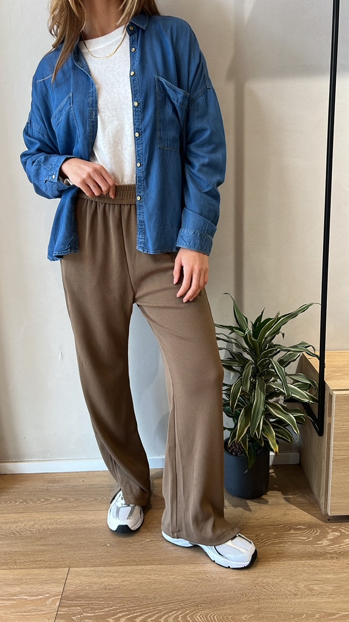 מכנסי וופל straight קאמל